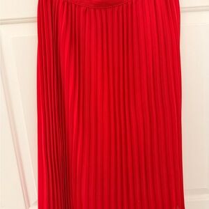 a new day Red Pleated Midi Skirt